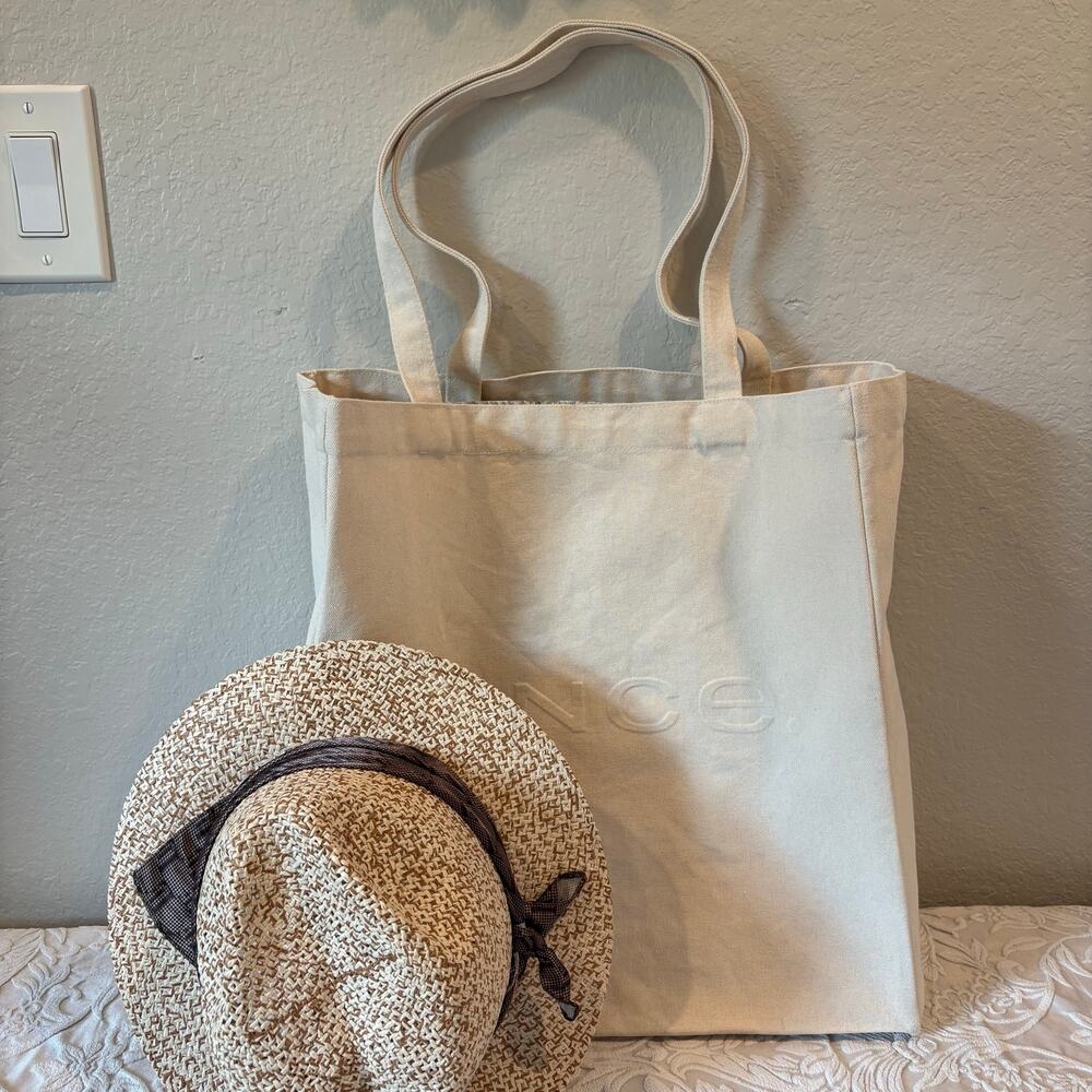 VINCE. Cotton Natural Canvas Tote Bone Sz OS Grocery Market Bohemian Reusable